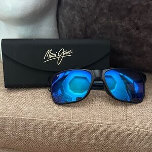 Maui Jim Sunglasses with Black Frames and Reflective Blue Lenses
